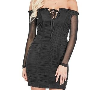 Guess Mesh- off the shoulder dress